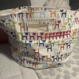 Multicolor Cat Print Canvas Storage Bin